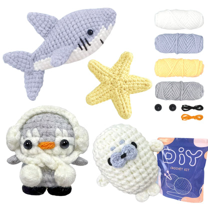 Animal Crochet Kit for Beginners - DIY Starter Set with Step-by-Step Knitting & Craft Supplies