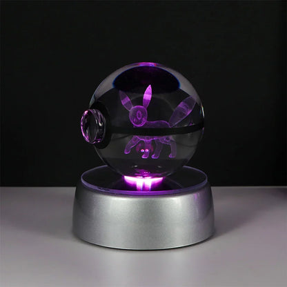 Pokemon Crystal Ball Night Light – Pikachu, Gengar, Eevee, Mewtwo & Lucario LED Pokeball, Kids Birthday Gift & Home Decor