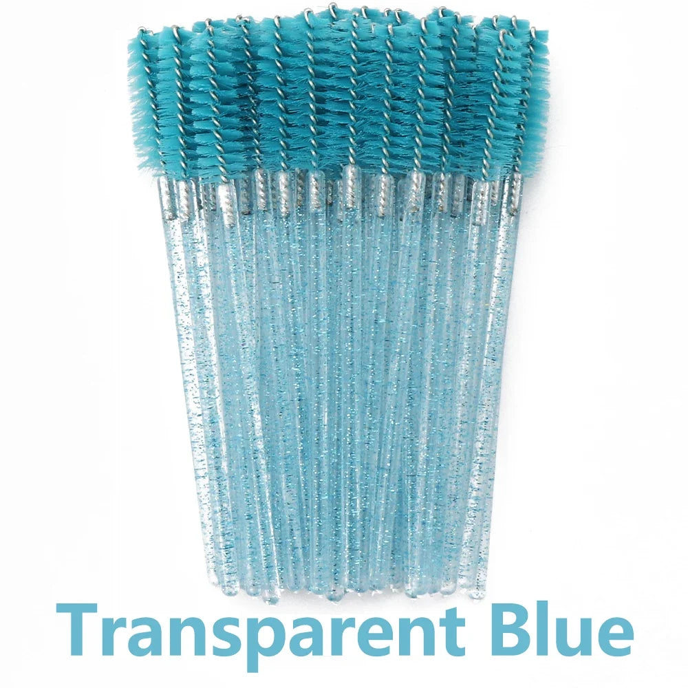 ANNAFRIS 50PCS Disposable Eyelash Brushes - Soft Crystal Lash Extension & Eyebrow Makeup Mascara Wands