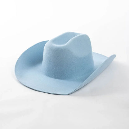100% Wool Western Cowboy Hat – Casual Felt Cowgirl Hat for Men & Women, Autumn & Winter Outdoor Sunshade Fedoras Top Hat