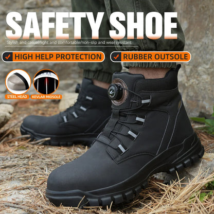 Men’s Waterproof Steel Toe Safety Boots – Indestructible Work Shoes, Anti-Smash & Stab-Resistant Biker Boots
