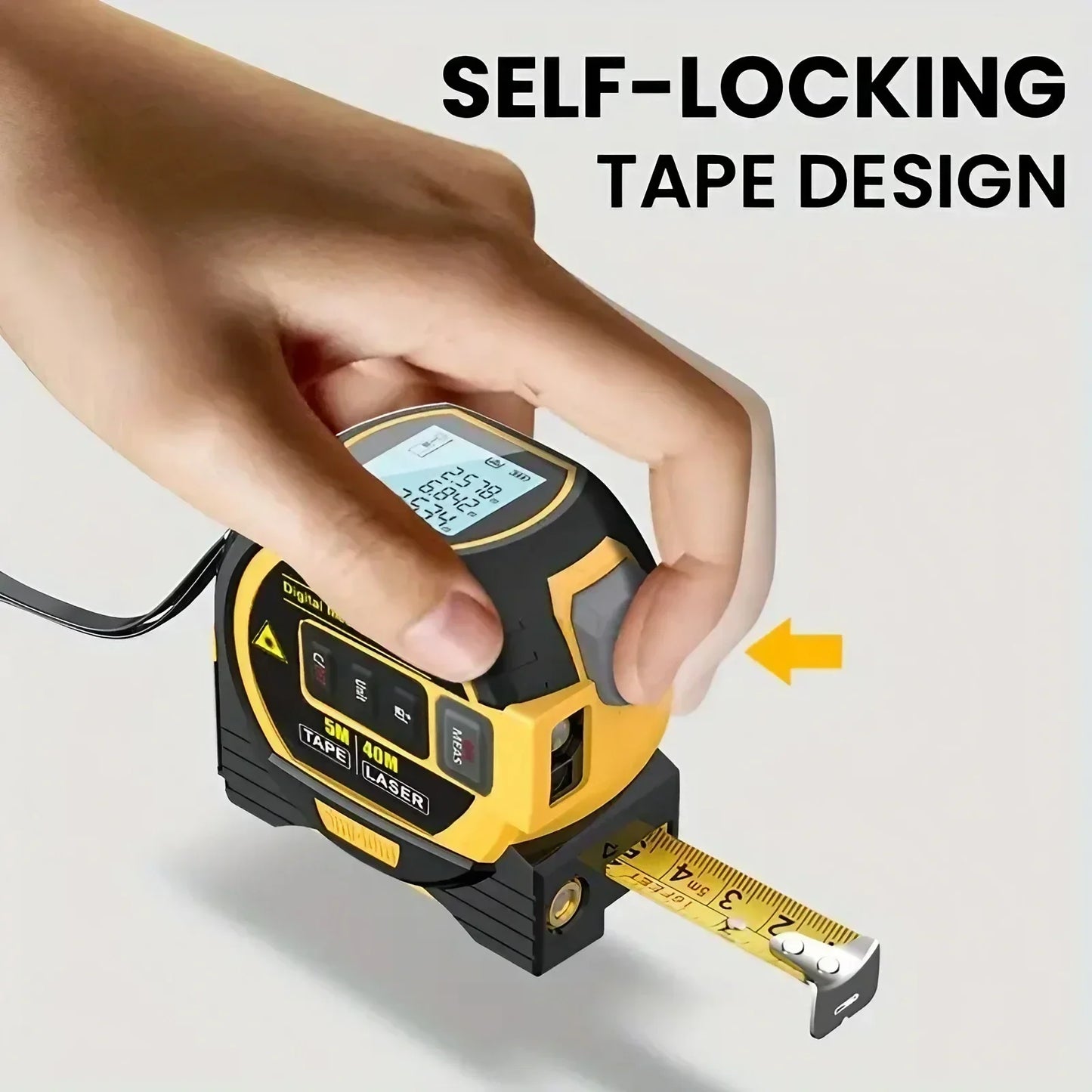 3-in-1 Laser Distance Measure 40/60M — Infrared Smart Ruler High-Precision Measuring Tool