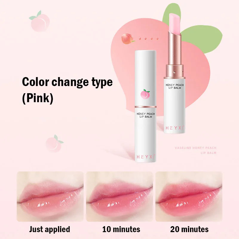Honey Peach Color-Changing Lip Balm & Lipstick – Hydrating Lip Plumper, Moisturizing & Nourishing Beauty Care Cosmetics for Soft Smooth Lips