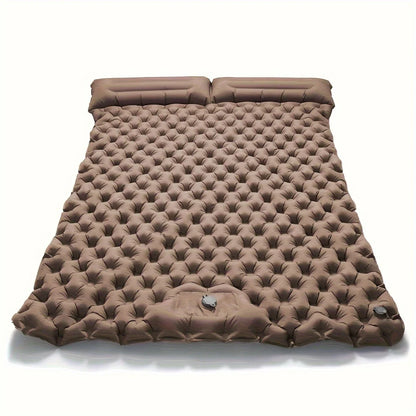 Double Inflatable Camping Mattress with Built-in Pillow Pump - Outdoor Air Sleeping Pad for Backpacking and Hiking