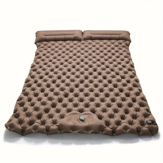 Double Inflatable Camping Mattress with Built-in Pillow Pump - Outdoor Air Sleeping Pad for Backpacking and Hiking