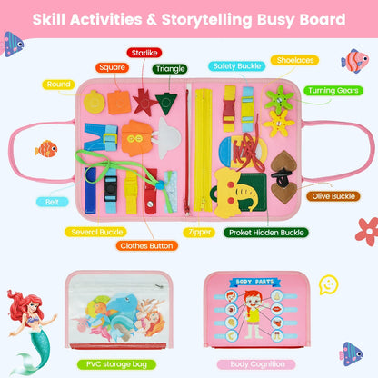 Montessori Toddler Busy Board – Educational Activity for Motor Skills & Baby Learning Toys for Travel