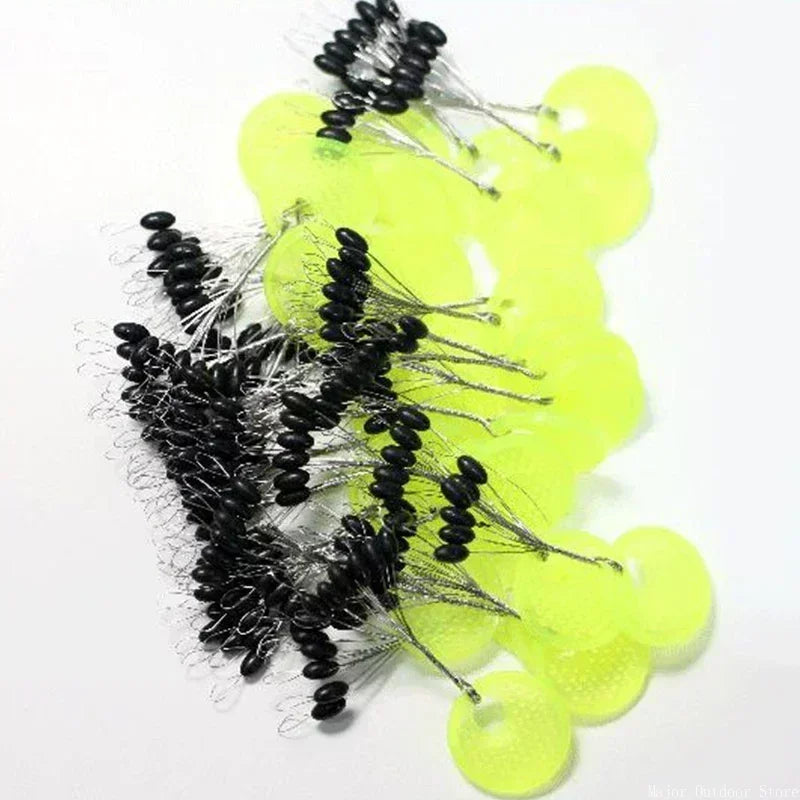 60pcs Rubber Space Bean Fishing Stoppers – 10-Group Oval Float Stopper Set for Carp & Fly Fishing