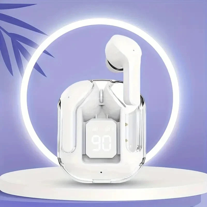 T2 Wireless Bluetooth Earphones - Transparent HiFi Stereo Headphones with LED Power Display