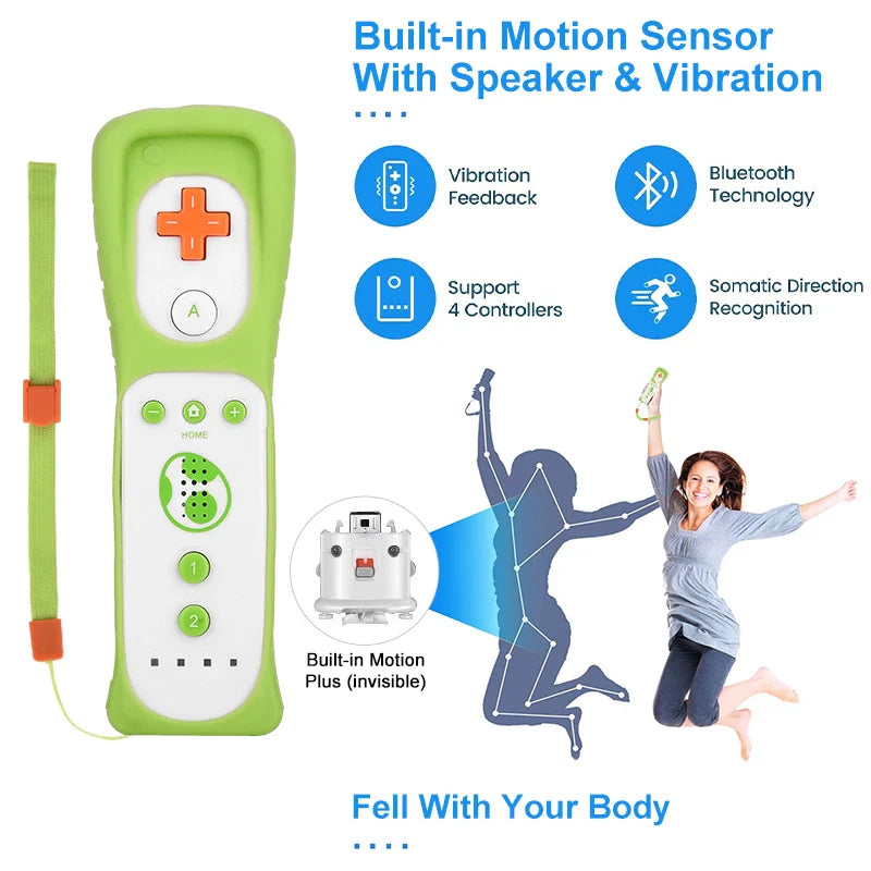 Wii Remote Controller Gamepad with Nunchuck Controller Set - Motion Plus Remote Controller for Nintendo Wii Games Control