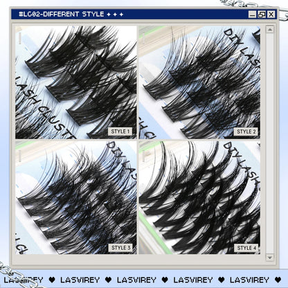 Lasvirey DIY Cluster Lashes Kit – 4-in-1 Fluffy Eyelash Extension Set with Lash Bond & Seal, Mixed Full Individual Lash Clusters