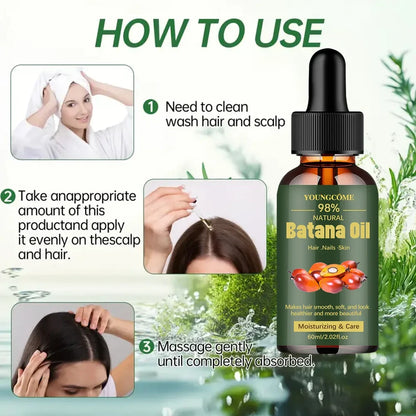 Pure Batana Hair Oil - Natural Hair Growth Treatment for Shine Strengthening Split End Repair and Scalp Care