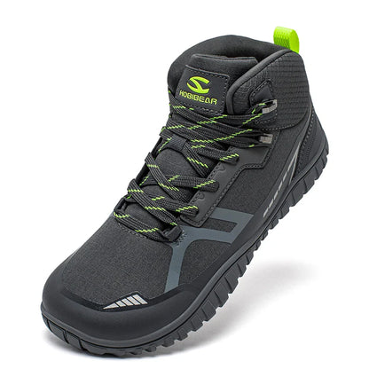 HOBIBEAR Mid-Top Barefoot Hiking Shoes – Unisex Wide Toe Lace-Up Non-Slip Trail Running Boots