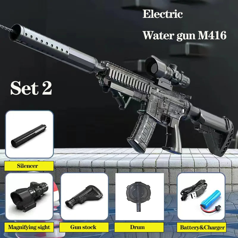 Summer Water Gun - High-Pressure Non-Electric Automatic Water Pistol Beach Toy for Kids