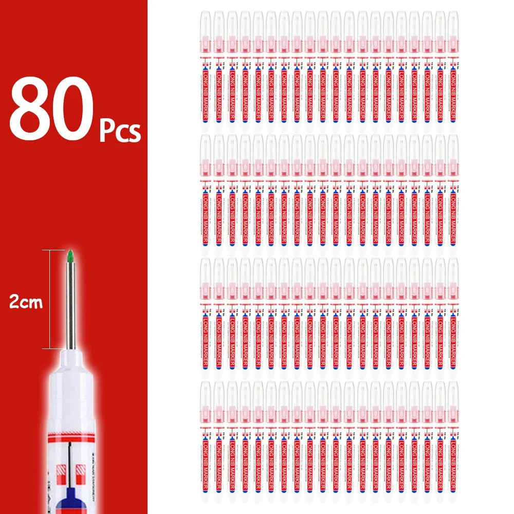 2cm Waterproof Deep Hole Marker Pen - Long Head Carpenter Markers for Metal Woodworking Tools 4-80pcs