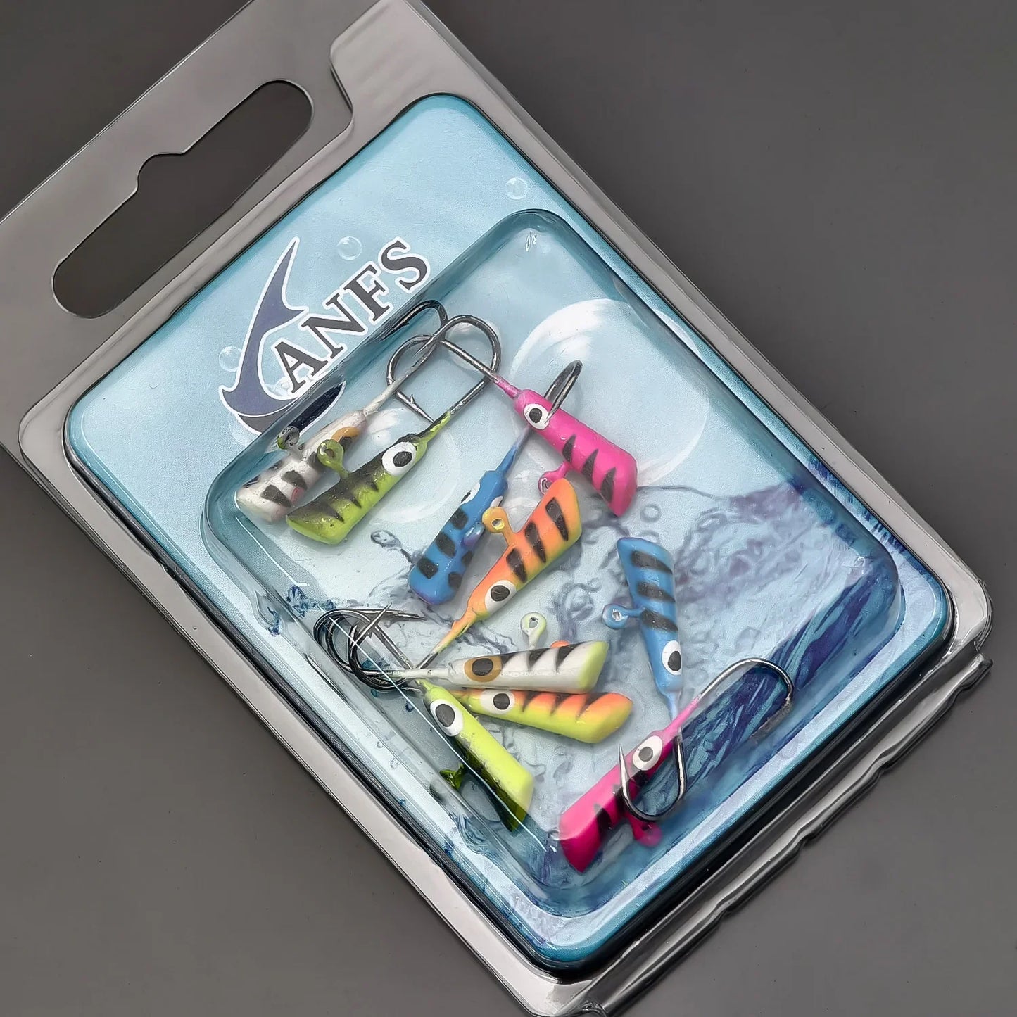 ANFS 10pcs Ice Fishing Lures - Vibrant Color Fishing Jigs with Hooks for Winter Ice Angling