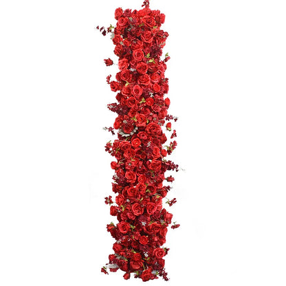 Pink Rose Artificial Flower Row – Large Floral Runner for Wedding Backdrop, Party Decor & Showcase Display Prop