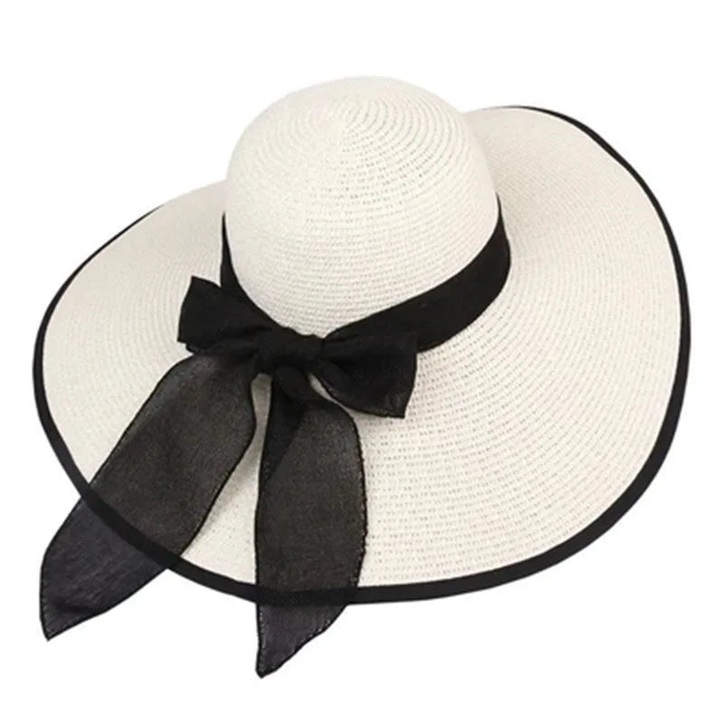 Women’s Foldable Summer Straw Hat – Beach & Travel Sun Visor with UV Protection, Bucket Cap Panama Style