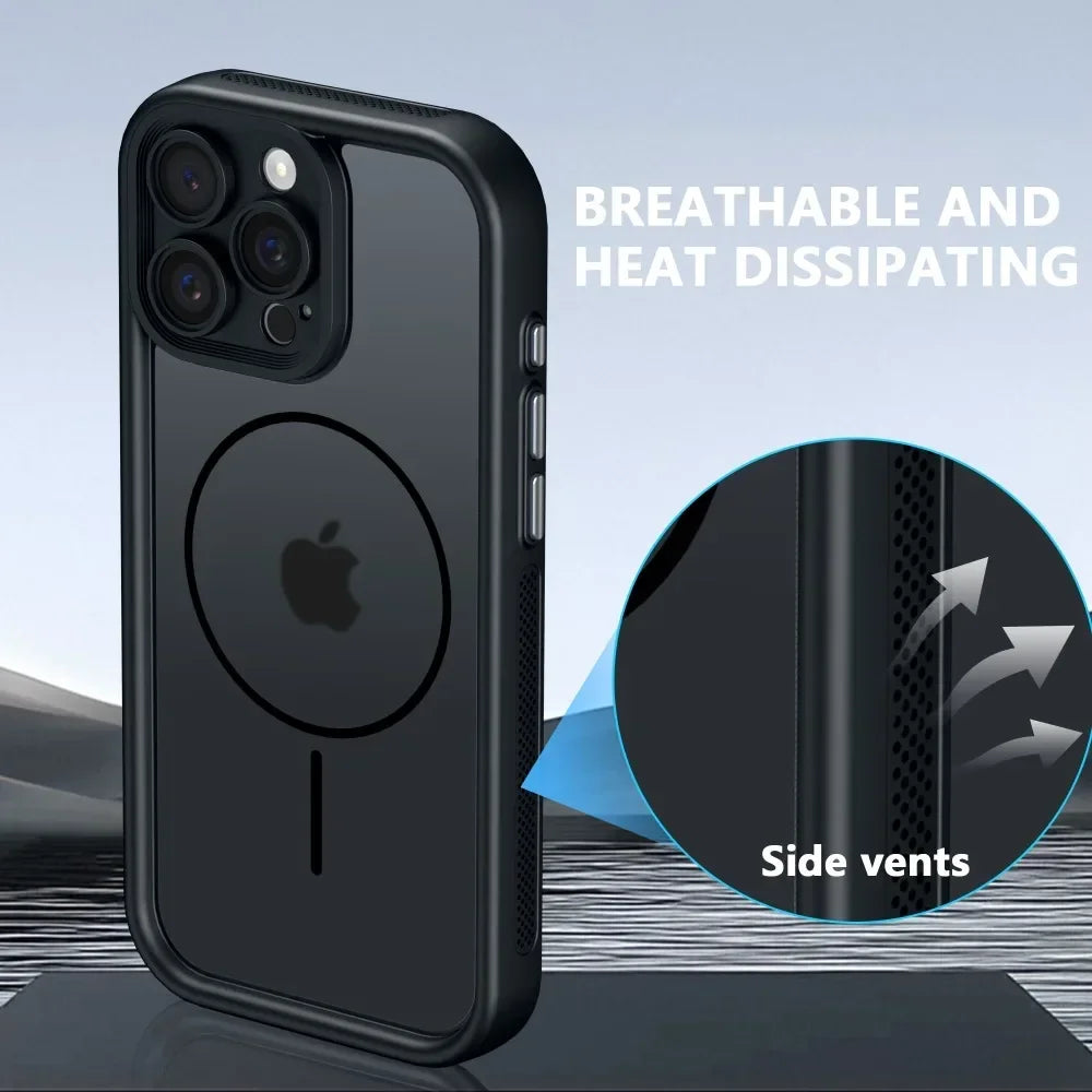 Luxury Matte MagSafe Transparent Case — Shockproof Magnetic Bumper Cover for iPhone 11–17 Pro/Max/Plus/Air