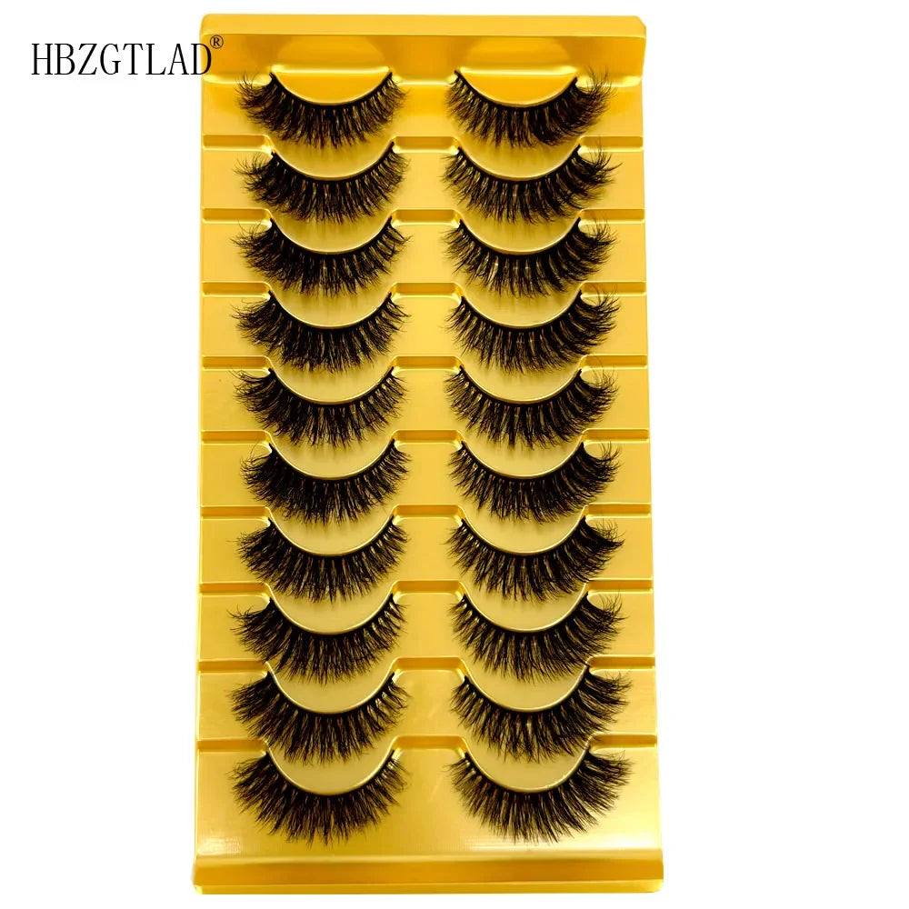 5/10 Pairs 3D Mink False Eyelashes – Wispy Handcrafted Full Strip Short Natural Lashes for Makeup