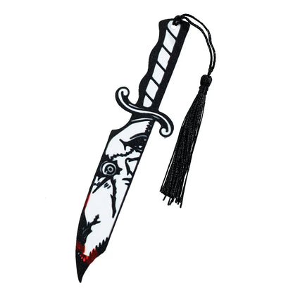 Horror Movie Fan Bookmark — Knife-Shaped Acrylic Bookmark with Tassel for Study & Reading
