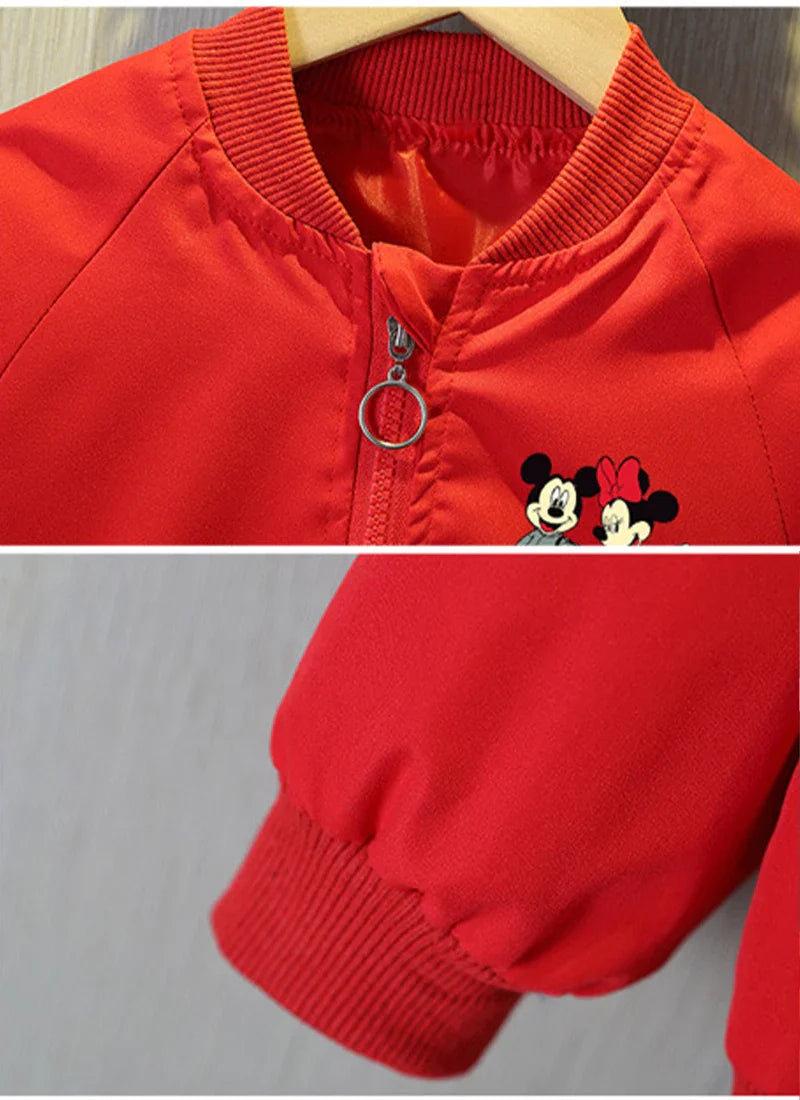 Spring Cartoon Mickey Mouse Hooded Jacket – Baby Boys & Girls Sweatshirt Windbreaker Coat for Kids Ages 1-6 Years