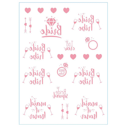 Waterproof Gold Foil Temporary Tattoo Stickers – Crown & Ring Bridal Party Body Art Decals