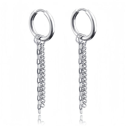 Long Hanging Cross & Leaf Hoop Earrings – Vintage Stainless Steel Hip Hop Unisex Jewelry Accessories