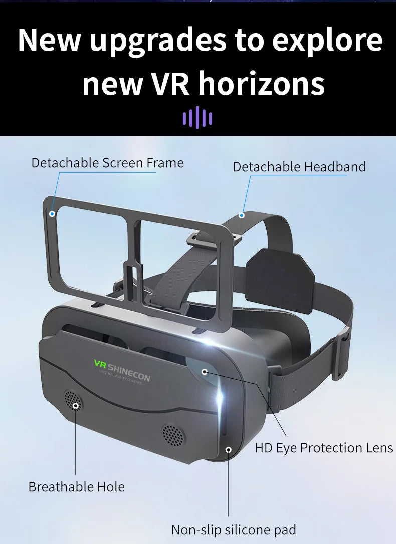 Shinecon 3D VR Headset – Virtual Reality Glasses with Helmet Lenses for Smartphones