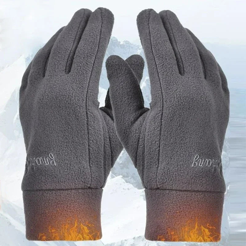 Winter Thermal Fleece Gloves - Thick Warm Windproof Full Finger Gloves for Men and Women Running Skiing Cycling Outdoor Activities