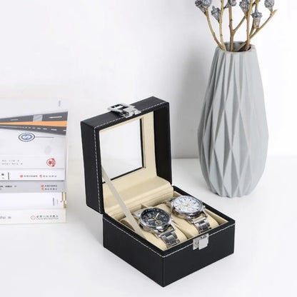 DELESYS PU Leather Watch Box – 2/3/4/5/6/8/10/12 Slot Storage Case with Lock, Traditional Style Gift Box