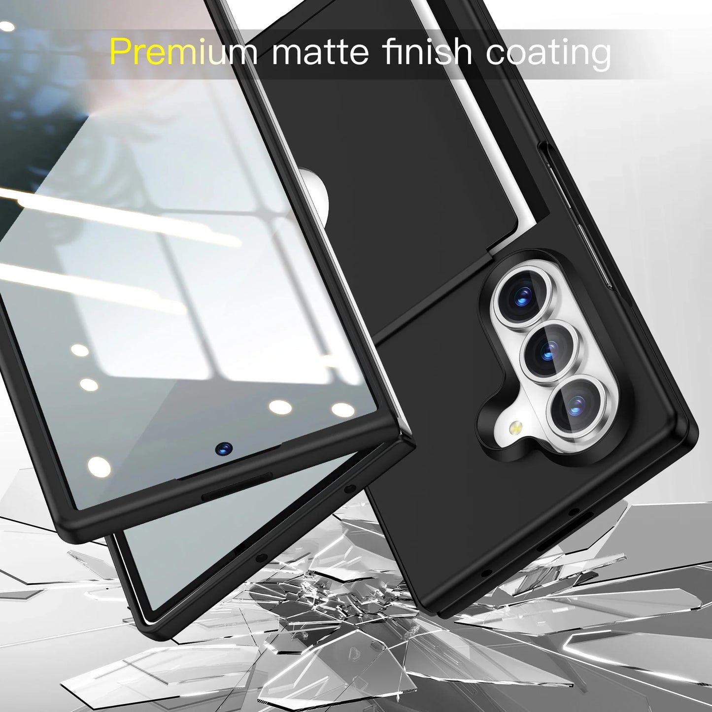 Luxury Matte Card Holder Case - Slim Shockproof Hard PC Protective Cover for Samsung Galaxy Z Fold 7 & Z Fold 6 Folding Phone