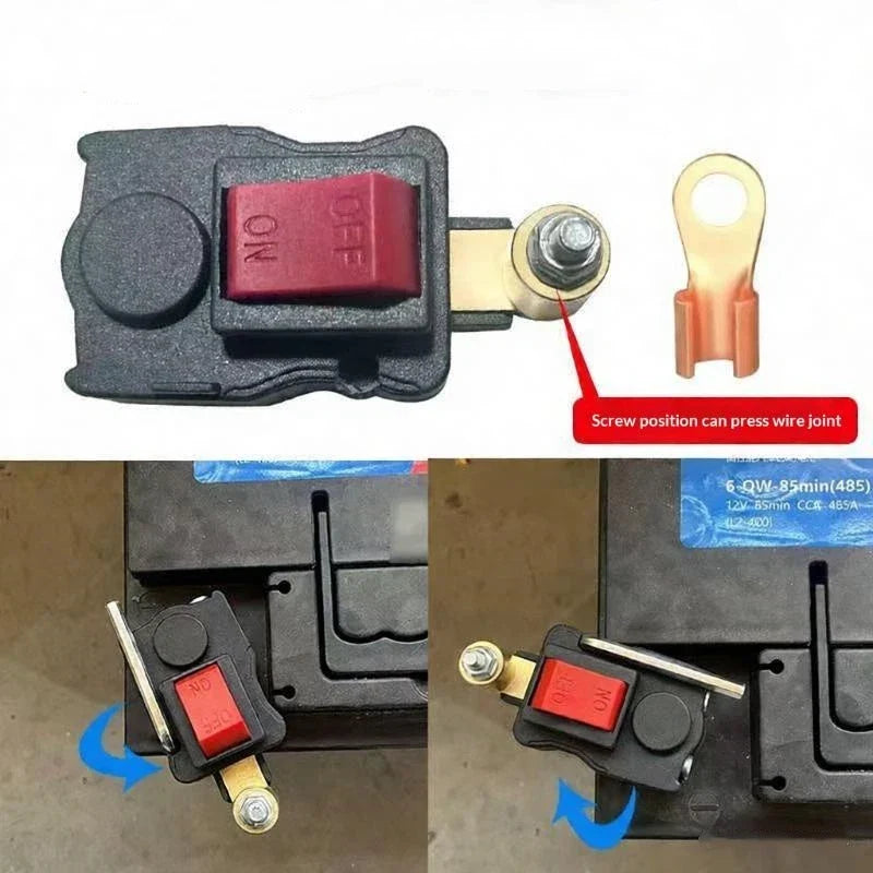 Car Battery Disconnect Switch - 12V/24V Heavy-Duty Master Power Cut-Off with Digital Voltage Display