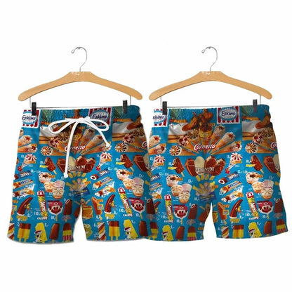 Men’s Ice Cream Hawaiian Shirt - Summer Beach Print Short Sleeve Casual Top with Original Design