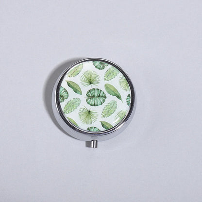 3-Compartment Stainless Steel Pill Box - Round Floral Medicine Organizer, Portable Capsule Case with Dividers