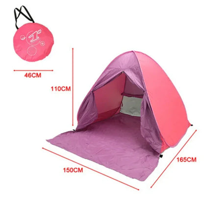 Pop-Up Beach Tent 165×150×110cm – UV Protection, Full Shade, Ultralight & Portable for Family Camping & Travel