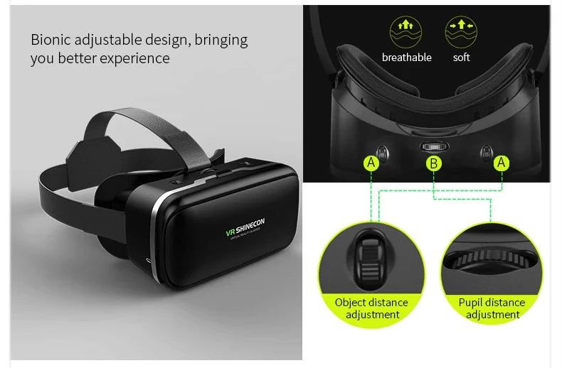 VR Shinecon 10.0 3D Virtual Reality Headset – Helmet Goggles for Smartphone Gaming