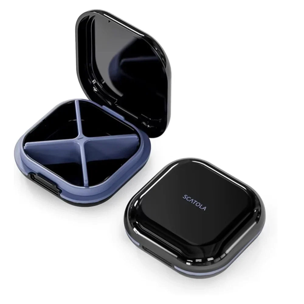 Mini 4-Compartment Pill Box - Lightweight Portable Travel Medicine Storage Case for Daily Use