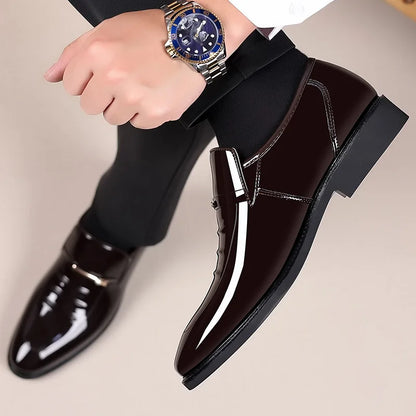Men’s Patent Leather Pointed Toe Loafers - Luxury Business, Party & Wedding Slip-On Dress Shoes Plus Size