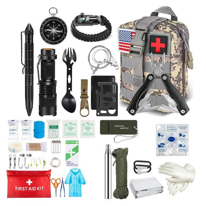 Emergency Trauma Survival Kit - Outdoor Camping First Aid Bag with SOS Wilderness Gear and Emergency Tools