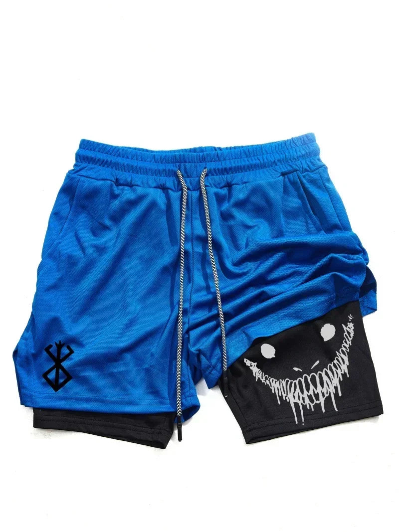 Berserk Men's 2 in 1 Sports Shorts – Quick Drying Running Shorts, Gym & Fitness Training, Double-Layered Design