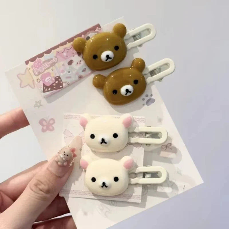 Cute Bear Hairpin Set - Preppy Style Plastic Hair Clips Sweet Accessories for Girls & Friendship Gifts