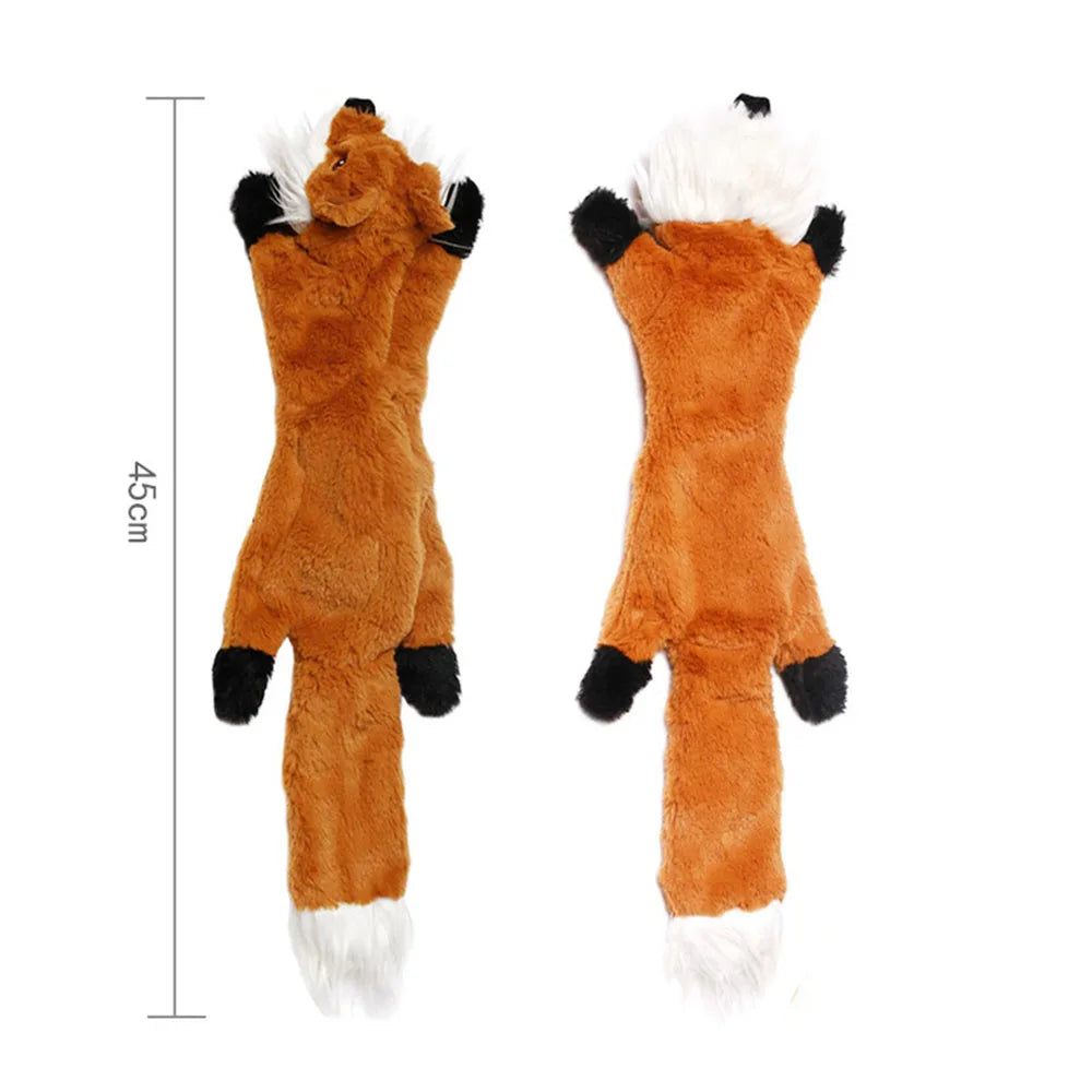 Funny Stuffingless Animal Dog Toy – Durable Plush Squeaky Chew Toy with Crinkle Sound & Squeakers for Pets