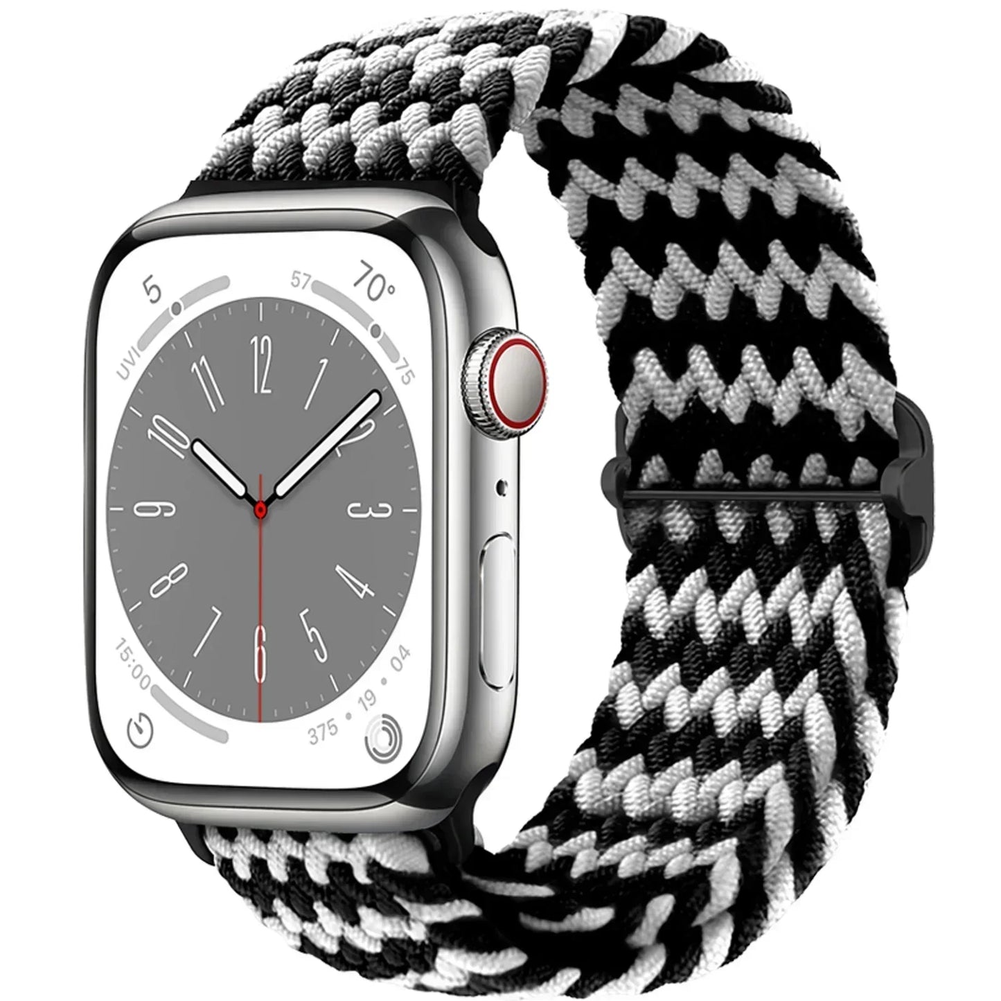 Braided Nylon Apple Watch Band – Adjustable Sport Strap Compatible with Ultra 2, Series 10/9/8/7/6/SE (40–49mm) Wrist Bracelet