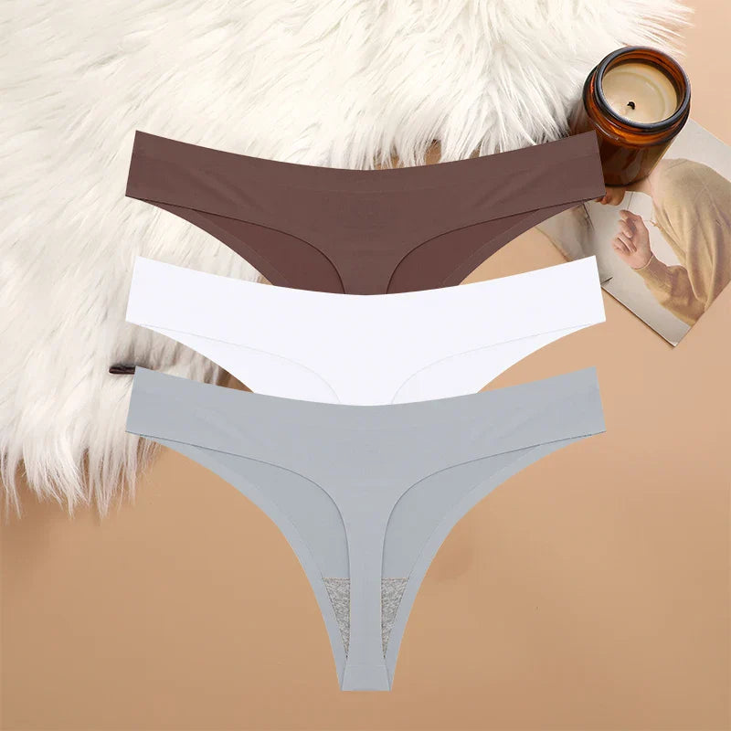 3PCS Sexy G-String Underwear Set – Breathable Seamless Low Waist T-Back Bikini Panties for Women, S-XL Sizes