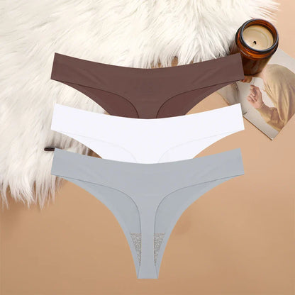 3PCS Sexy G-String Underwear Set – Breathable Seamless Low Waist T-Back Bikini Panties for Women, S-XL Sizes
