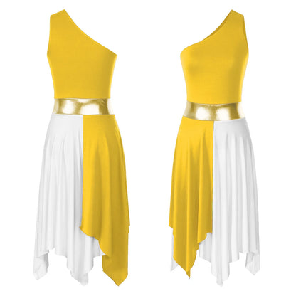 Women’s Liturgical Praise Dance Dress - Irregular Hem Modern Ballet Costume for Choir & Worship Performances