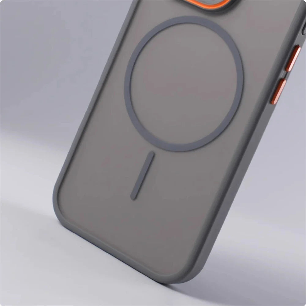 Luxury Matte Translucent MagSafe Case — Shockproof Wireless Charging Cover for iPhone 12–17 Pro/Max/Plus