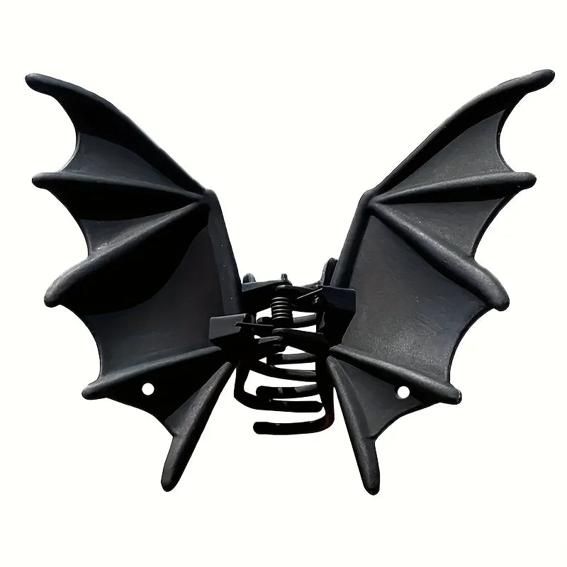 Gothic Bat Hair Clip - Matte Black Punk Halloween Hairpin for Women
