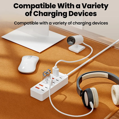 12-in-1 USB Charging Station - Fast Desktop Power Strip with USB Hub Adapter & 1M Cord for Home Office