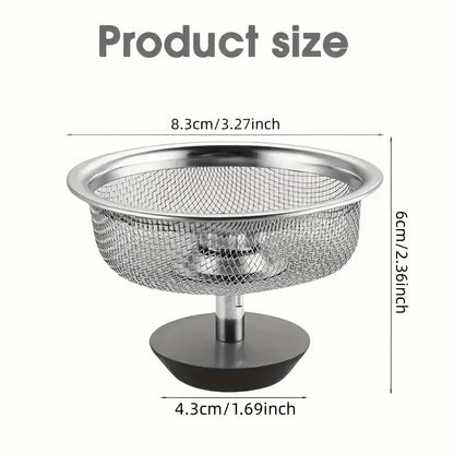 Kitchen Sink Strainer Set - Stainless Steel Mesh Drain Basket with Handle & Stopper